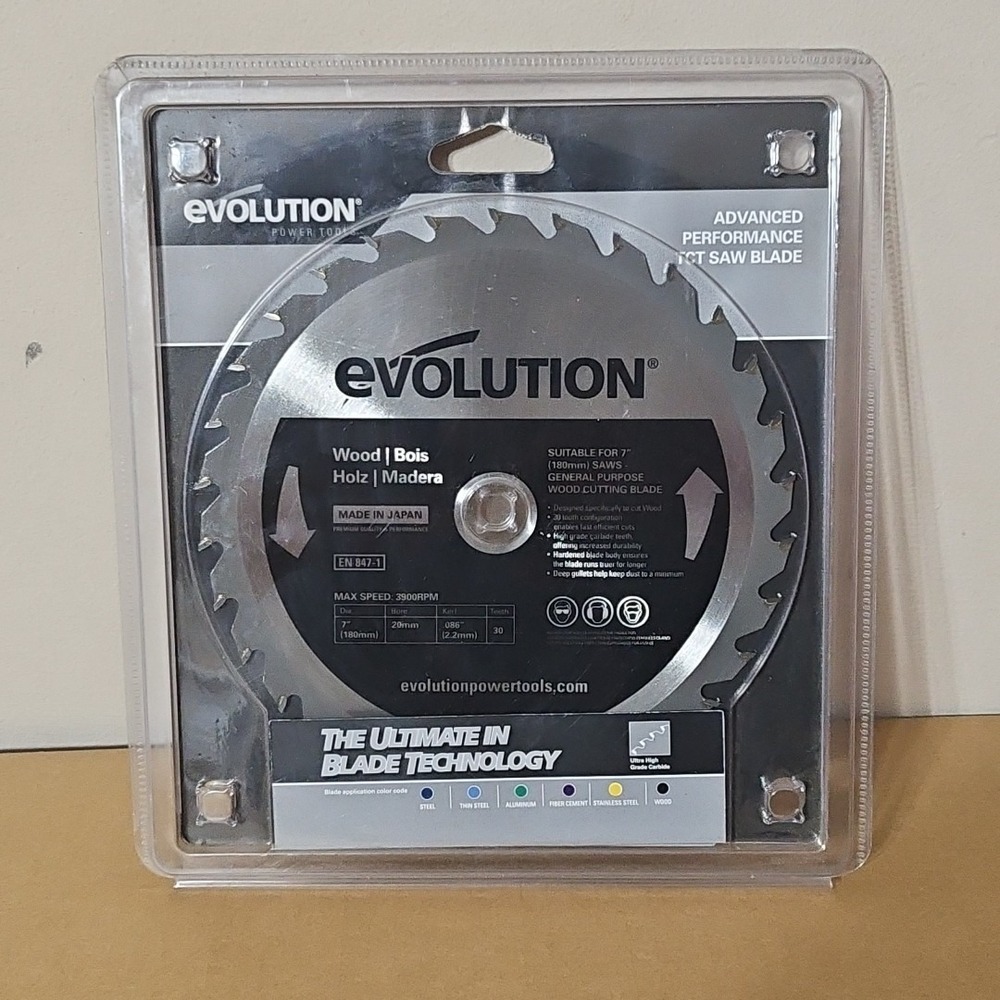 Evolution 180BLADEWD General Purpose Wood Cutting Blade , 7 Inch x 30-Tooth